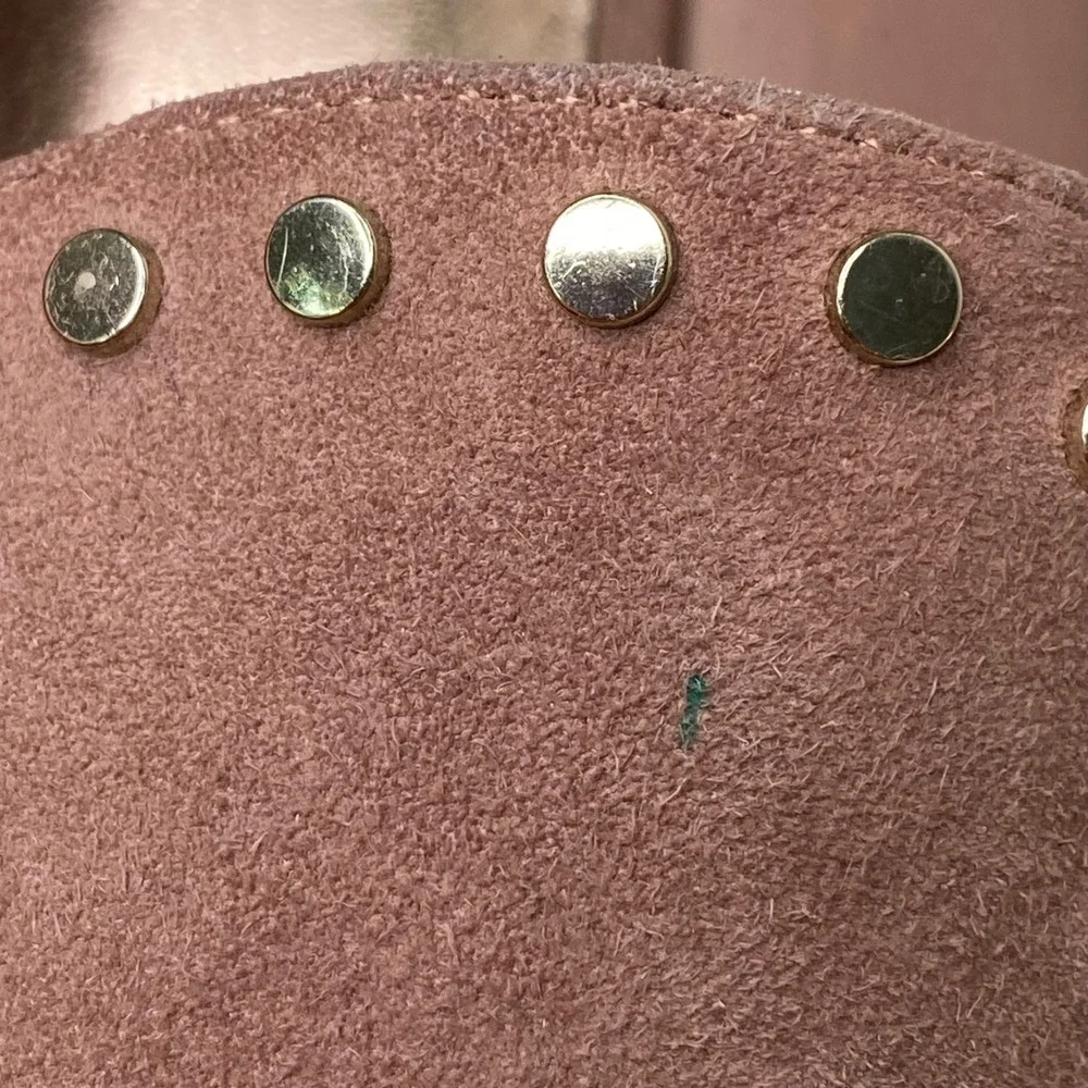 Bleecker & Bond Arianna Studded Suede Loafer Blush Pink Cottagecore Preppy Sz 10